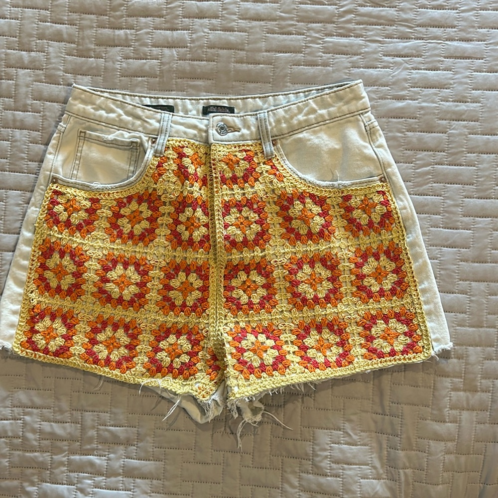 Wild fable, jean shorts with crochet accent. Size 10.